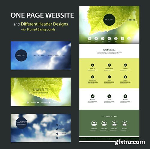 SS Website Template and Different Header Designs, 25xEPS