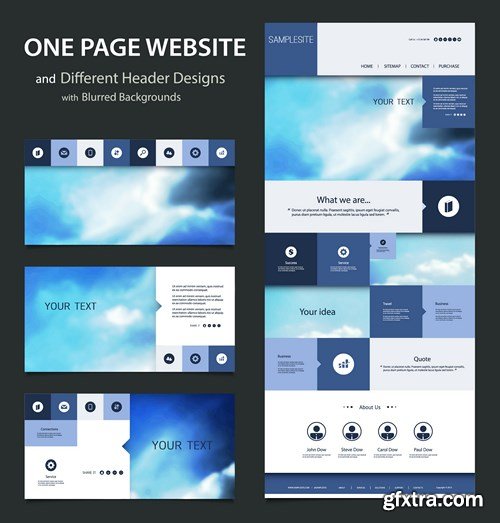 SS Website Template and Different Header Designs, 25xEPS