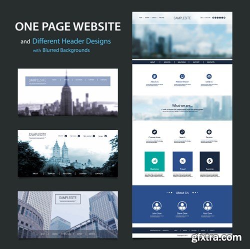 SS Website Template and Different Header Designs, 25xEPS