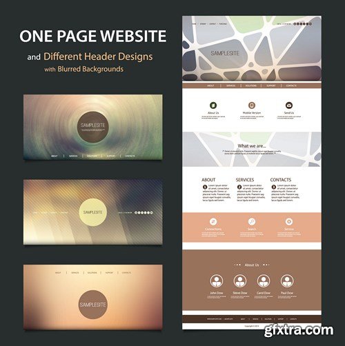 SS Website Template and Different Header Designs, 25xEPS