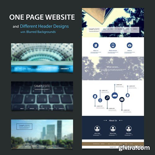 SS Website Template and Different Header Designs, 25xEPS