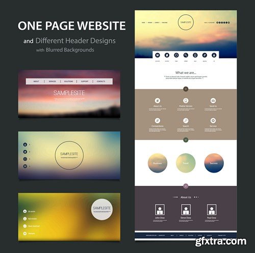 SS Website Template and Different Header Designs, 25xEPS