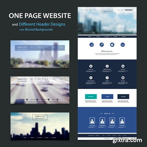 SS Website Template and Different Header Designs, 25xEPS