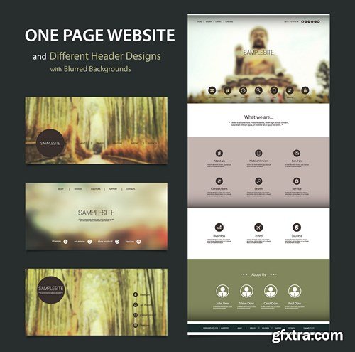 SS Website Template and Different Header Designs, 25xEPS