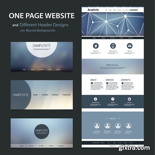 SS Website Template and Different Header Designs, 25xEPS