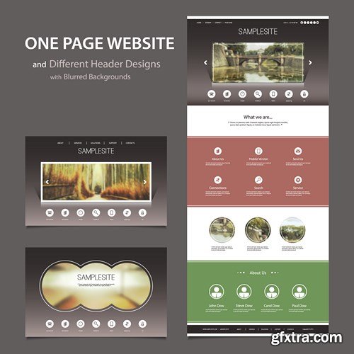SS Website Template and Different Header Designs, 25xEPS
