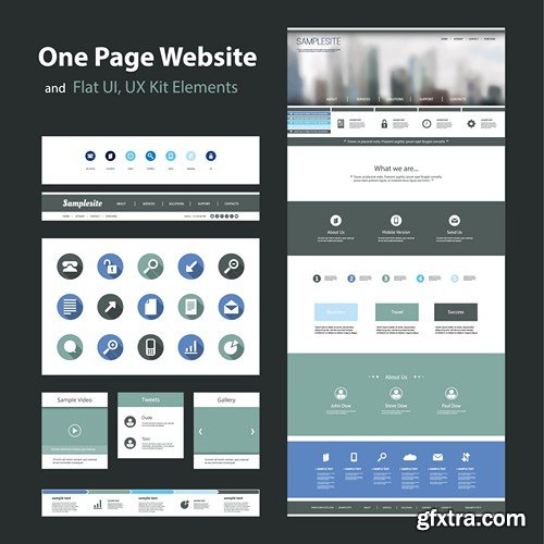 SS Website Template and Different Header Designs, 25xEPS