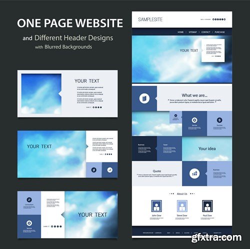 SS Website Template and Different Header Designs, 25xEPS