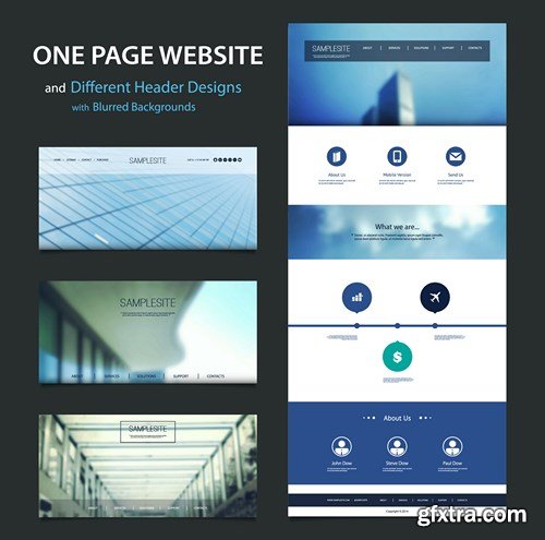 SS Website Template and Different Header Designs, 25xEPS