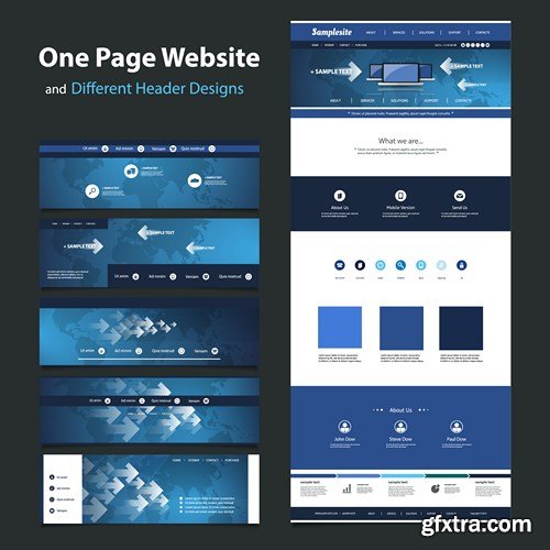 SS Website Template and Different Header Designs, 25xEPS