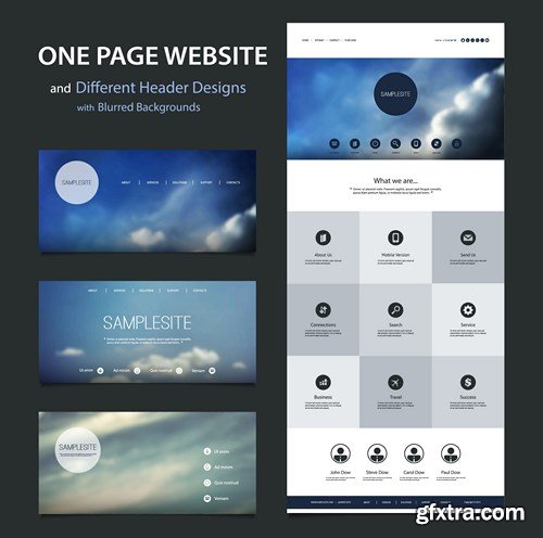 SS Website Template and Different Header Designs, 25xEPS