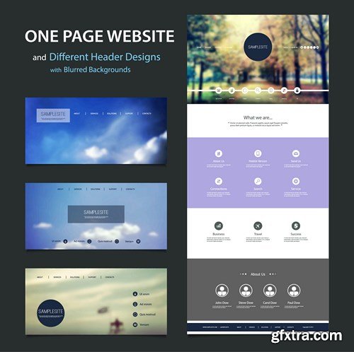 SS Website Template and Different Header Designs, 25xEPS