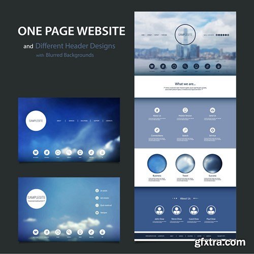 SS Website Template and Different Header Designs, 25xEPS