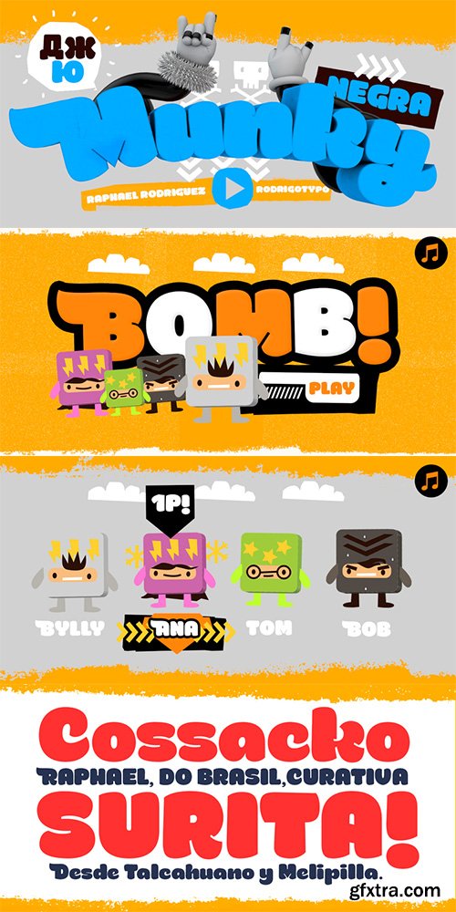 Munky Font Family 3 Font $80