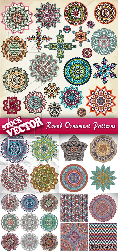 Stock Vector - Round Ornament Patterns