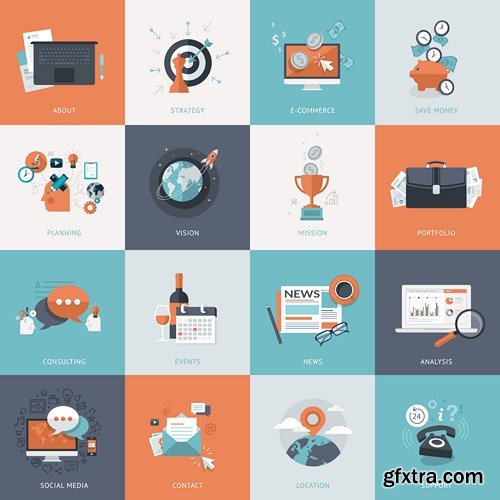 Flat Icons 2 - Design Vector Collection, 25xEPS