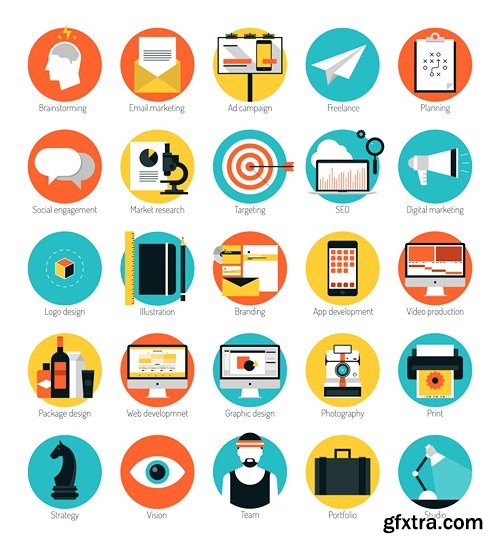 Flat Icons 2 - Design Vector Collection, 25xEPS