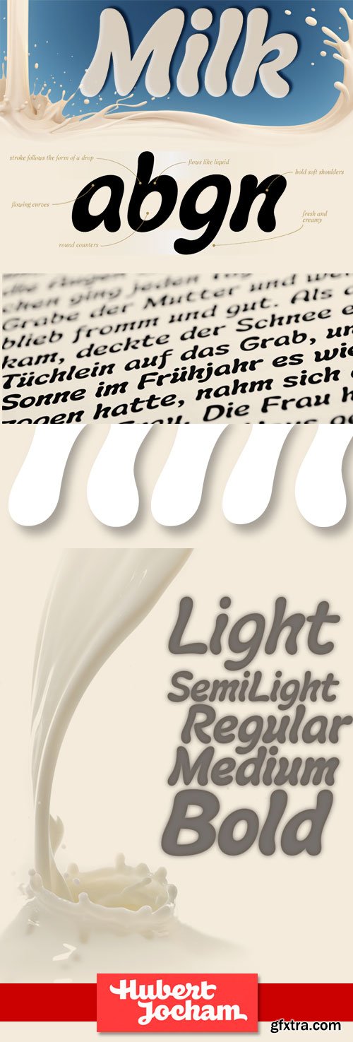 Milk Font Family 5 Fonts - Hubert Jocham &euro;195