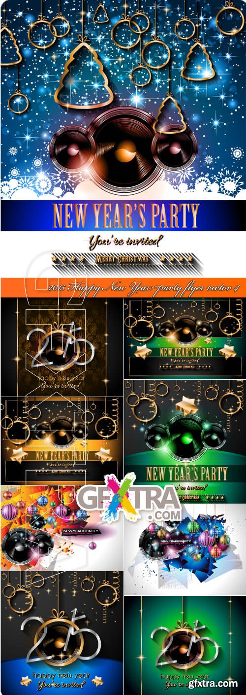 2015 Happy New Year party flyer vector 4