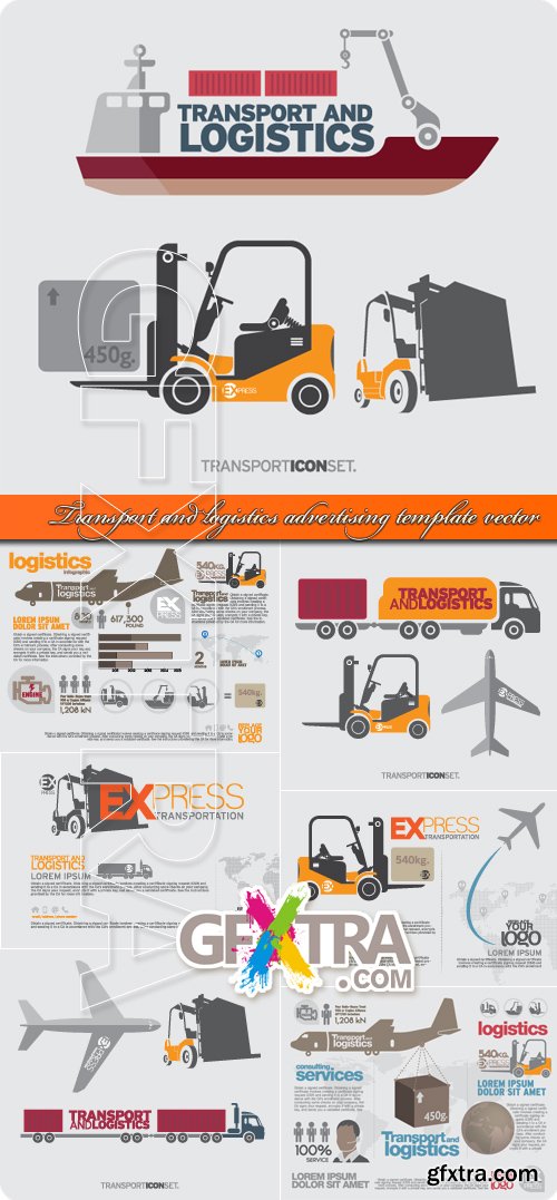 Transport and logistics advertising template vector