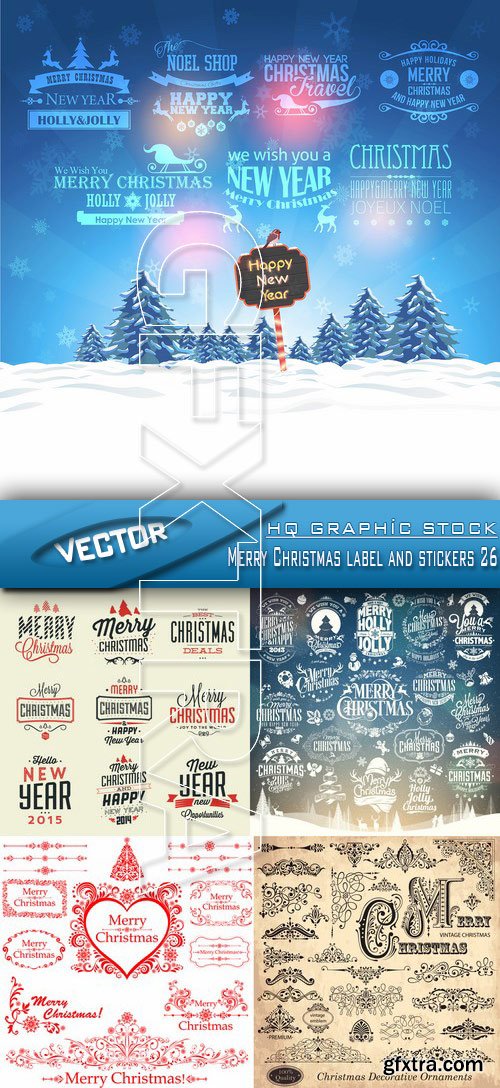 Stock Vector - Merry Christmas label and stickers 26
