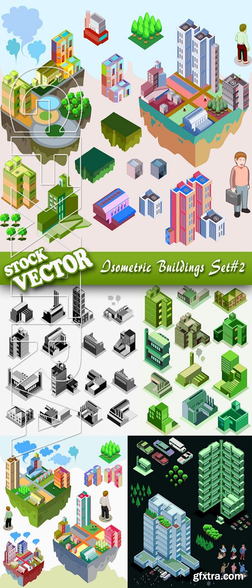 Stock Vector - Isometric Buildings Set#2