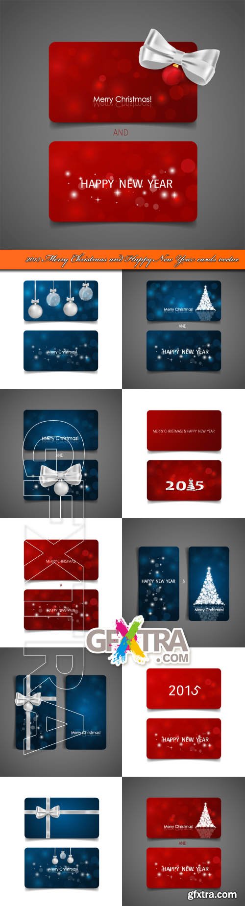 2015 Merry Christmas and Happy New Year cards vector