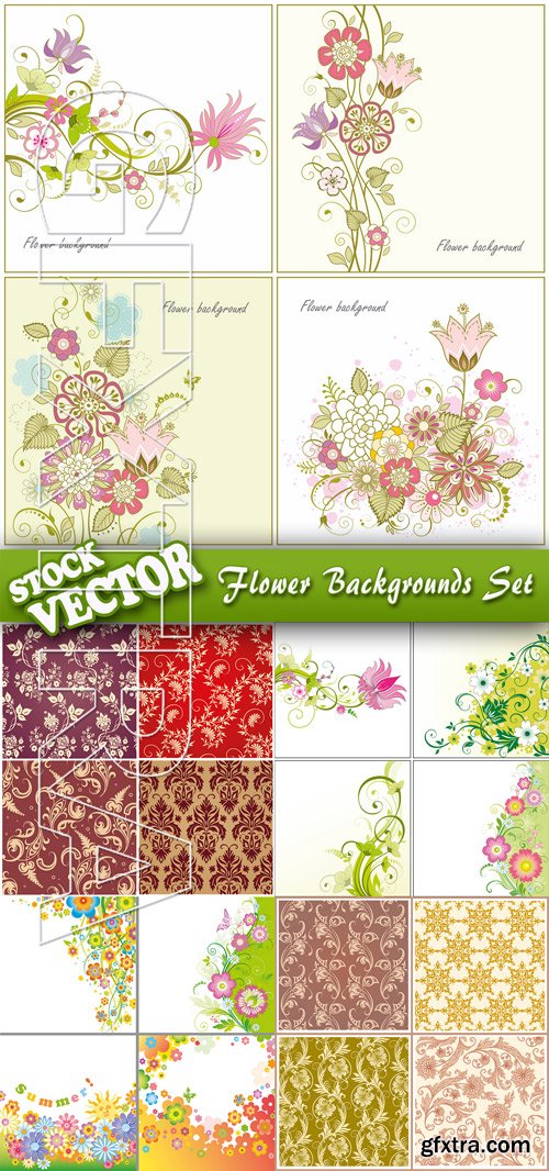 Stock Vector - Flower Backgrounds Set