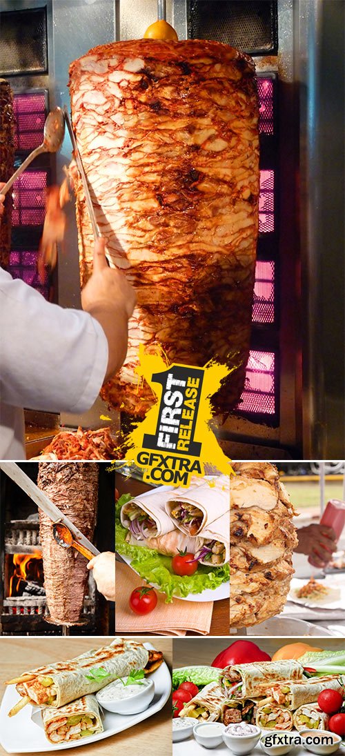 Stock Photo Kebab meat cooked in the special vertical furnace