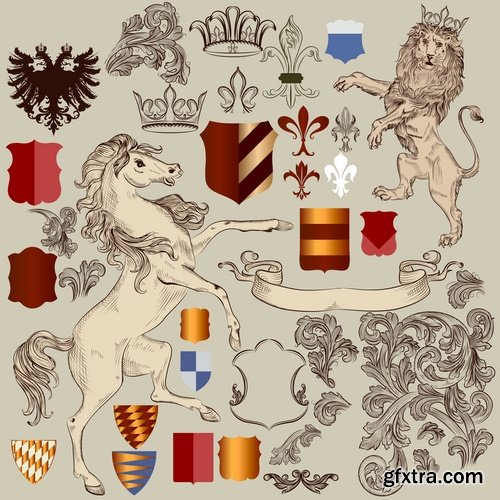Collection of vector images of various coats of arms 25 Eps