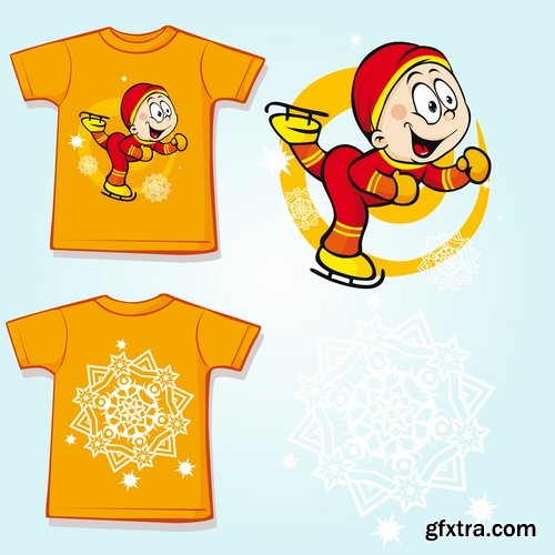 Collection of vector images on children's T-shirts 25 Eps