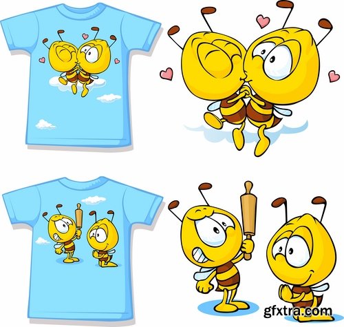 Collection of vector images on children's T-shirts 25 Eps