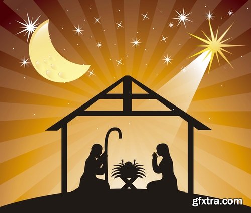 Collection of vector images of the birth of Jesus Christ 25 Eps