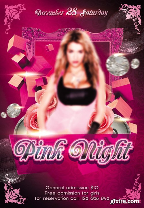 Pink Night Flyer PSD Template