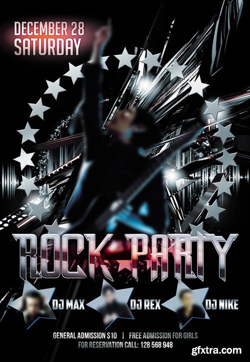 Rock Party Club Flyer PSD Template