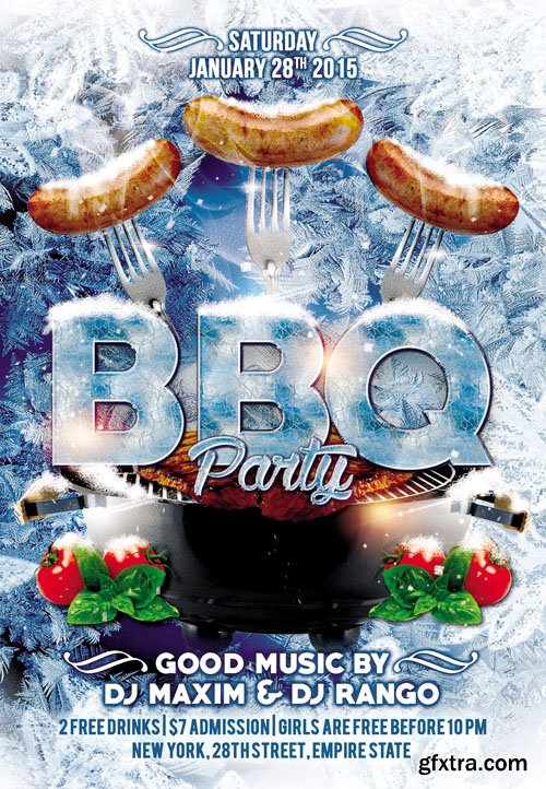 Winter BBQ Party Flyer PSD Template