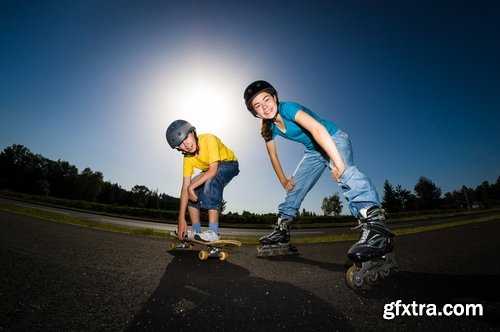 Collection of children riding on a skateboard 25 Eps