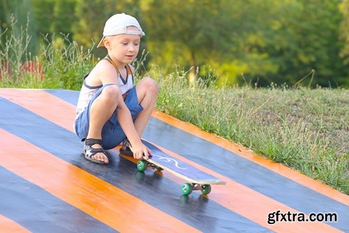 Collection of children riding on a skateboard 25 Eps