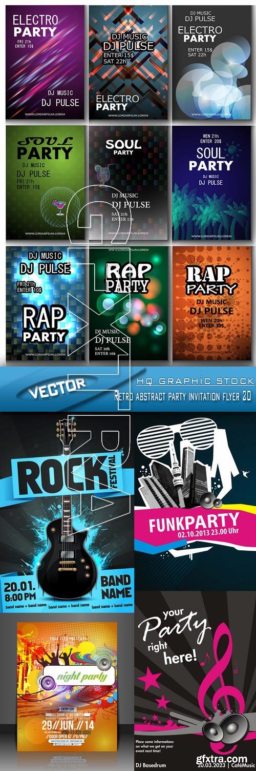 Stock Vector - Retro abstract party invitation flyer 20
