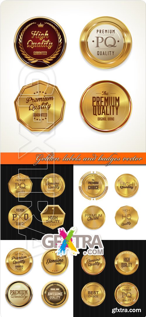 Golden labels and badges vector