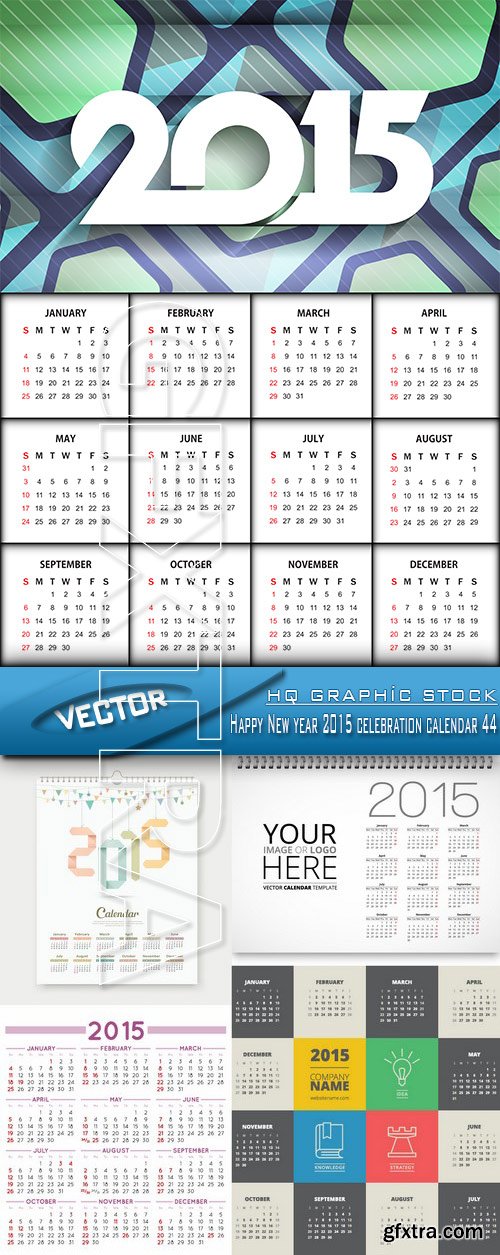 Stock Vector - Happy New year 2015 celebration calendar 44