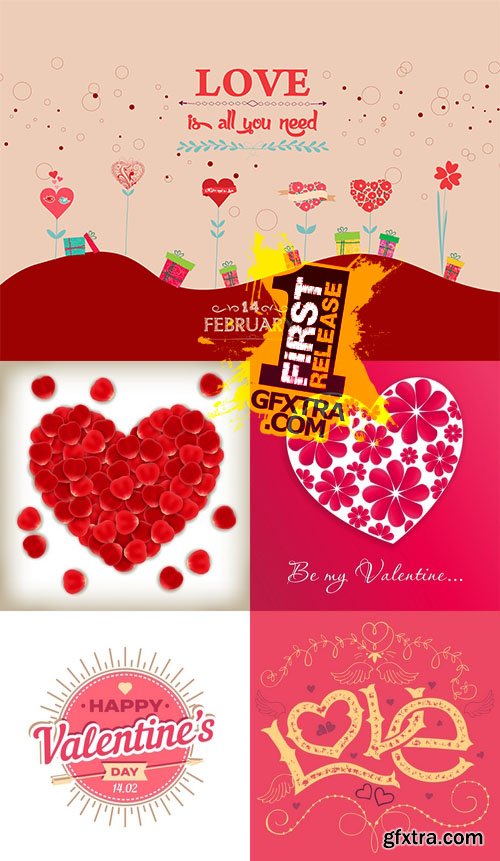 Vector - Love Heart Background - Valentine