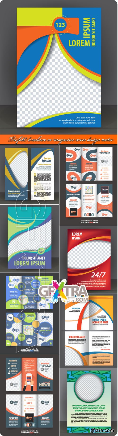 Tri fold brochure or magazine cover design vector