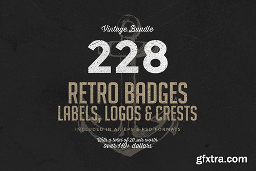 228 Retro Badges &amp; Logos Bundle