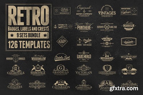 228 Retro Badges &amp; Logos Bundle