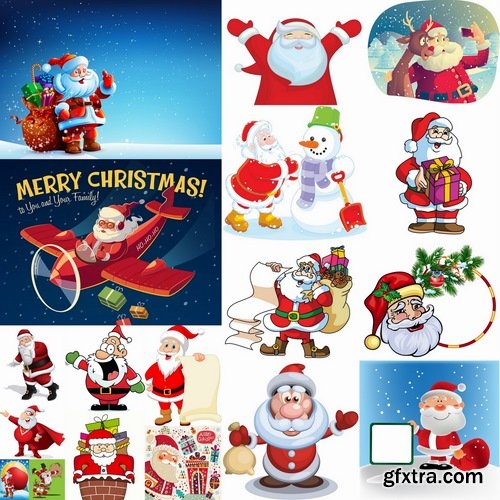 Collection of Cartoon Santa Claus 25xEPS