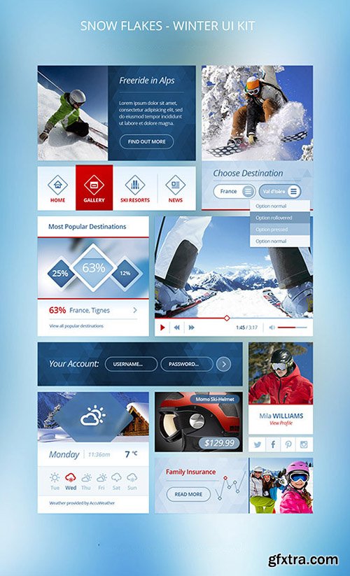 PSD Web Design - Snow Flakes Ui Kit