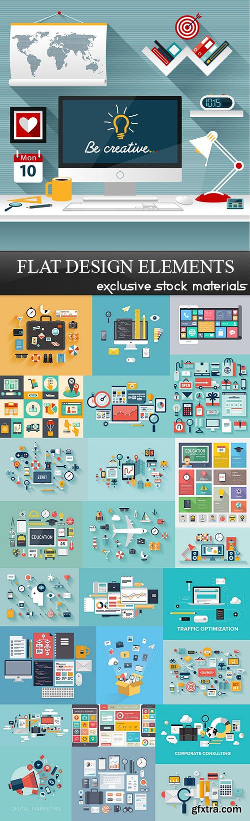 Flat Design Elements 1, 23xEPS