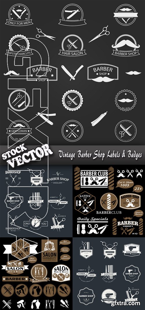 Stock Vector - Vintage Barber Shop Labels & Badges