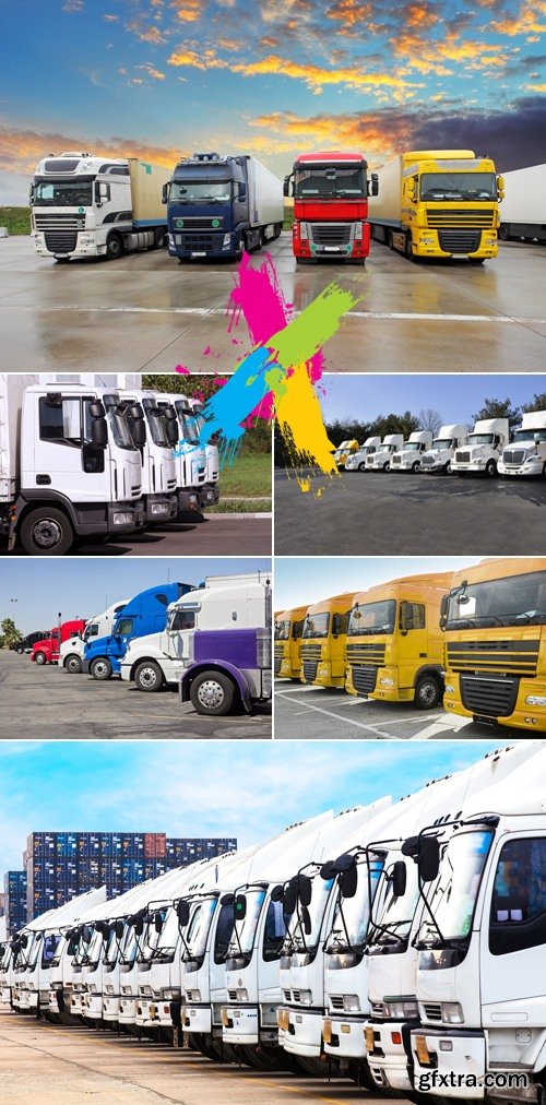 Stock Photo - Row of Trucks